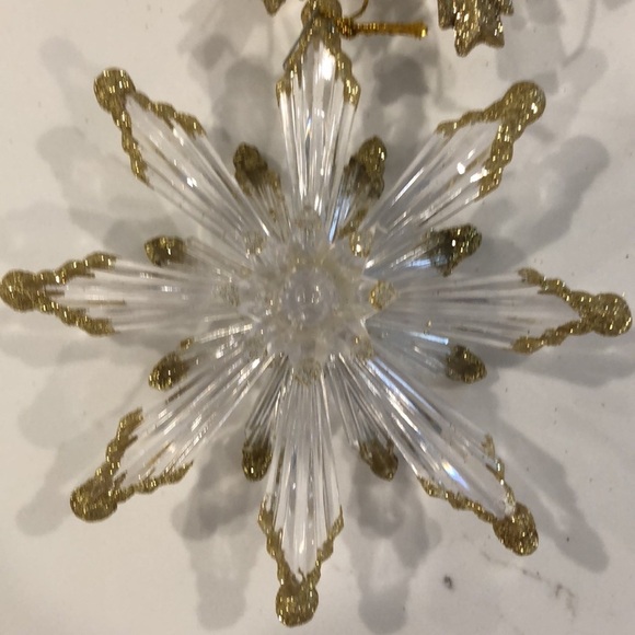 🎄Vintage acrylic plastic starsnowflake Christmas ornaments set (7) clear gold - Picture 8 of 10